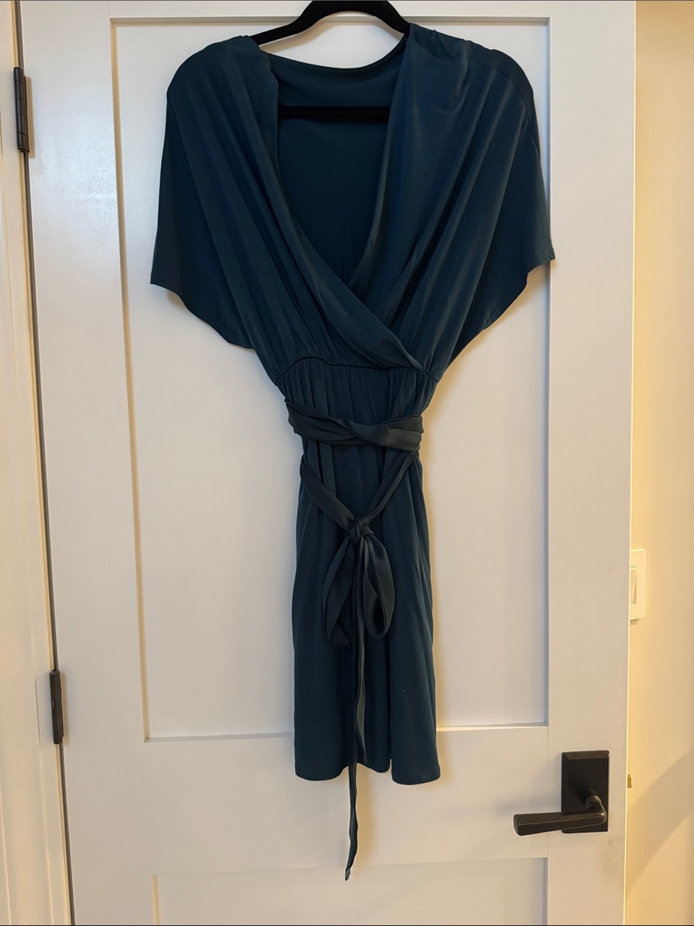 Michael Stars Teal Midi Wrap Dress with Waist Tie